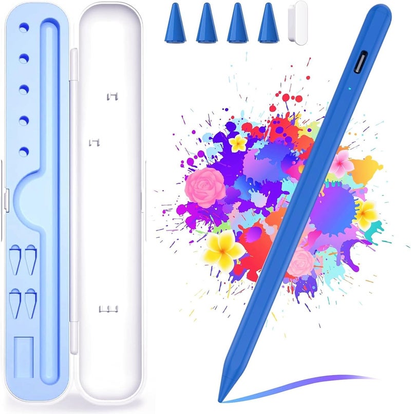 FUWANG Stylus Pen for iPad A16/10th/9th Generation, 10Mins Fast Charge for Apple Pencil&iPad Pen, Compatible with iPad A16/10th/9th/8th/7th/6/Pro 13'' 11'' M4/12.9 inch/Air 11'' 13'' M3/M2/Mini 7/6/5, Blue - Image 1